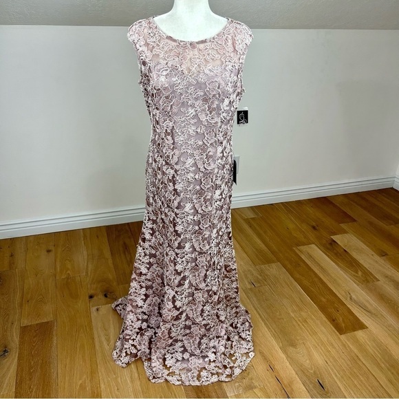 Alex Evenings Wisteria Rose Lace Cap Sleeve Maxi Gown with Shawl Size 12 - Picture 3 of 14